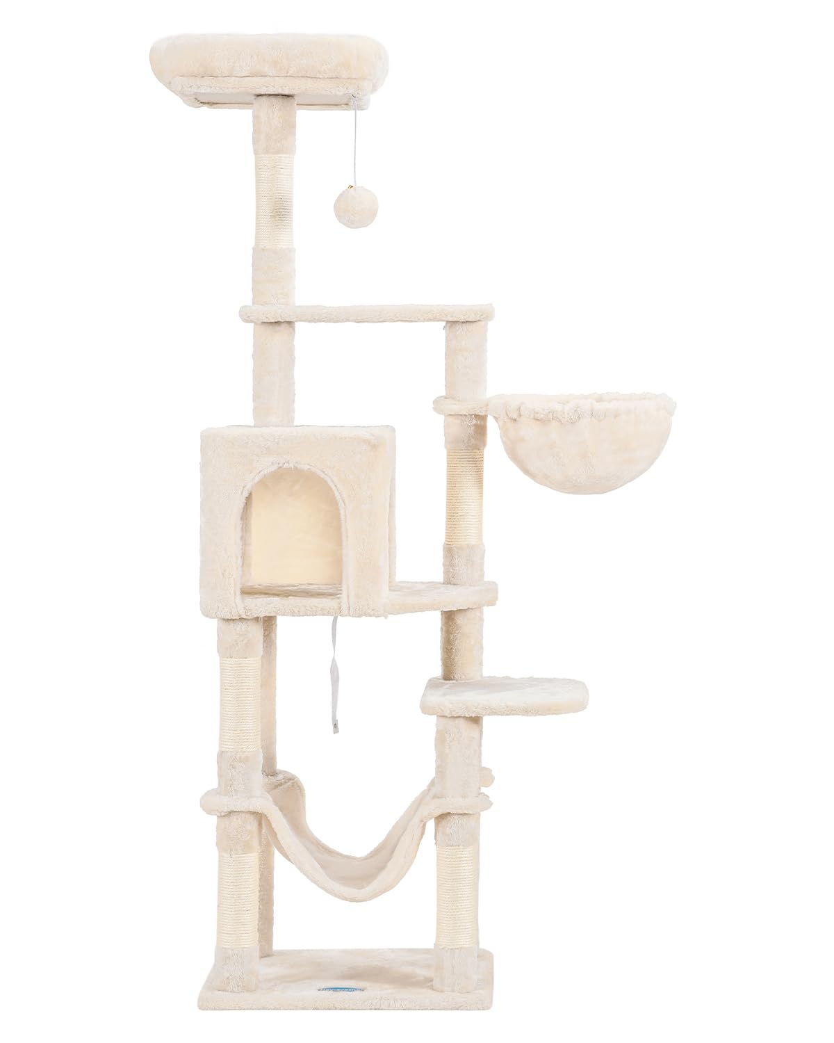 Hey-brother cat tree beige-finish blends with home decor while cats explore.