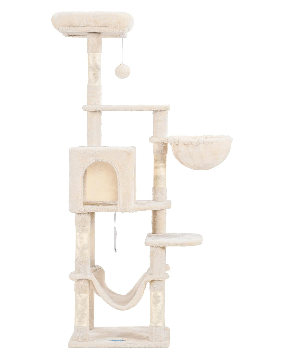 Hey-brother cat tree beige-finish blends with home decor while cats explore.