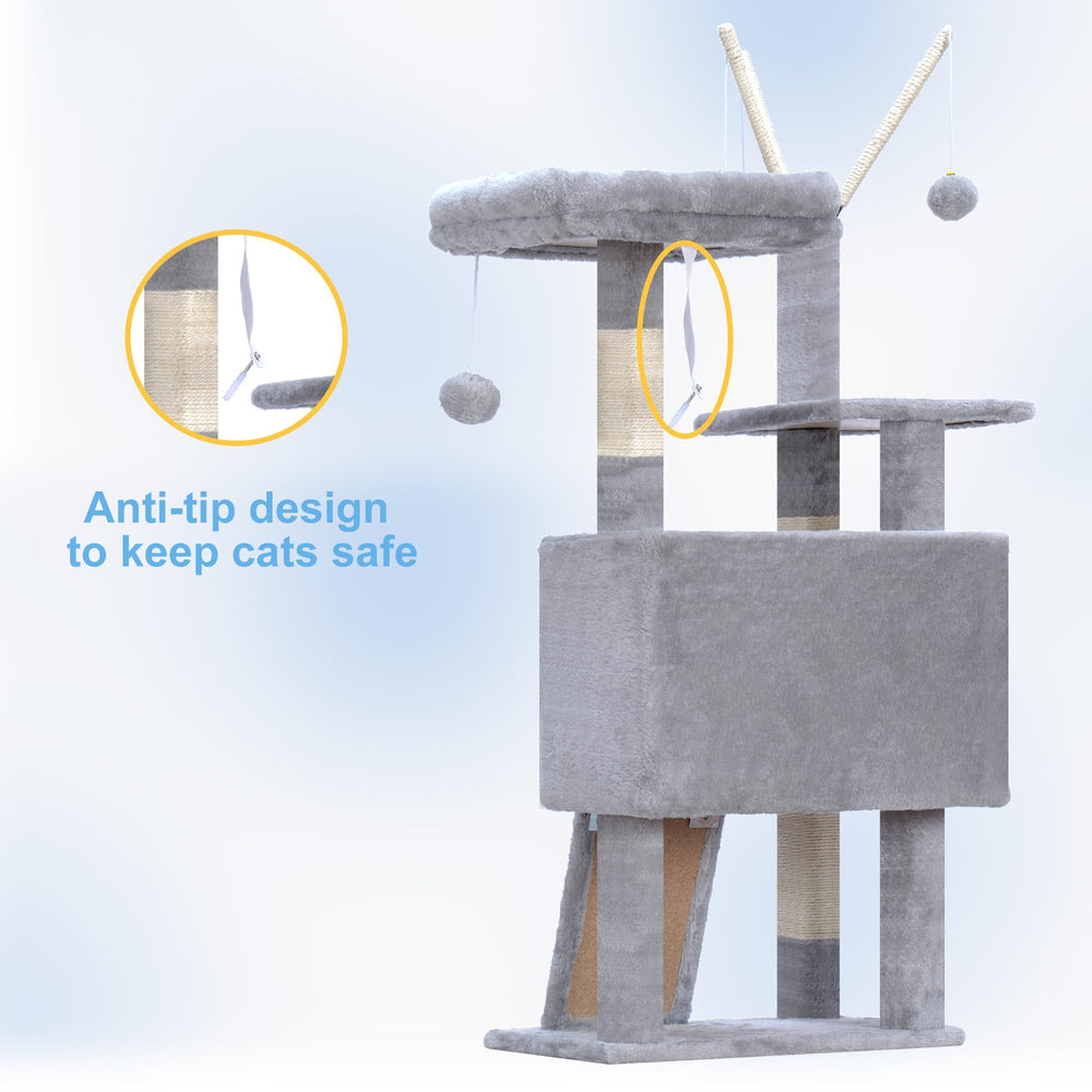 Hey-brother cat tree tower fits compact living spaces.