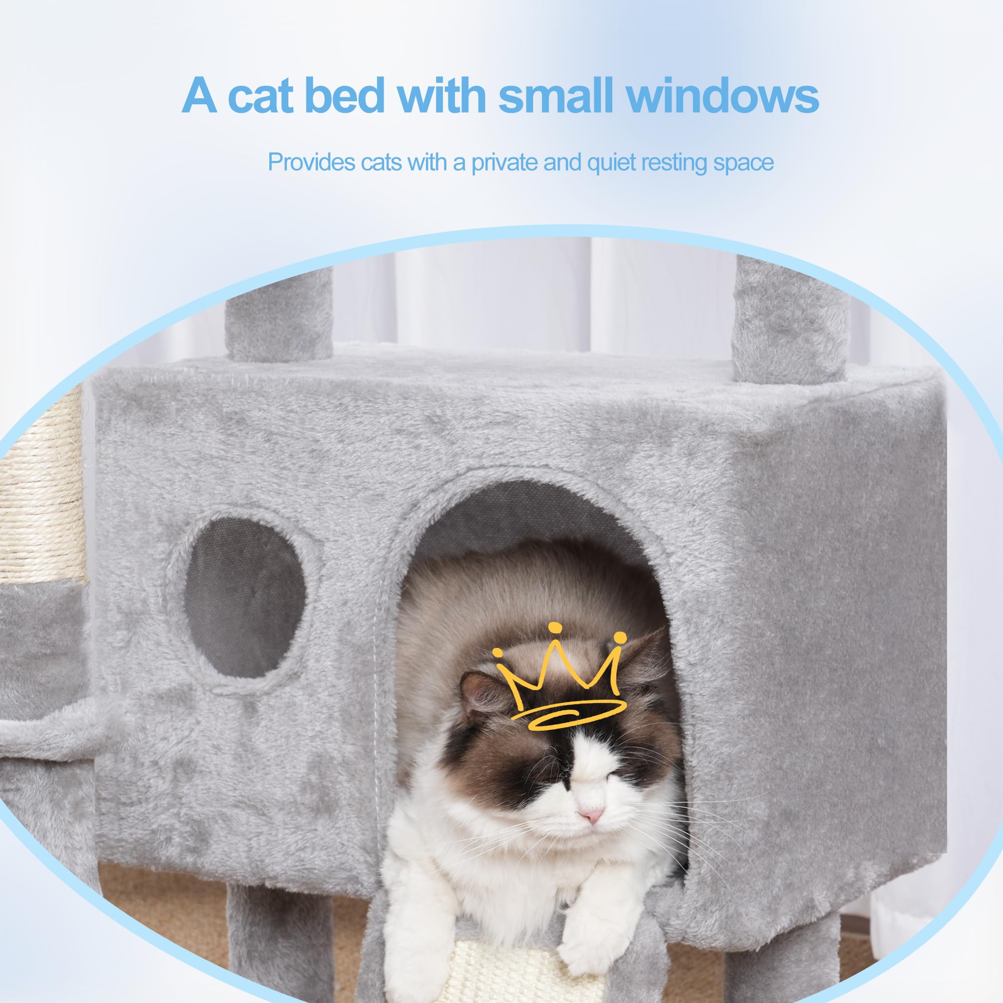 Hey-brother cat tree condo provides cozy resting space for felines.