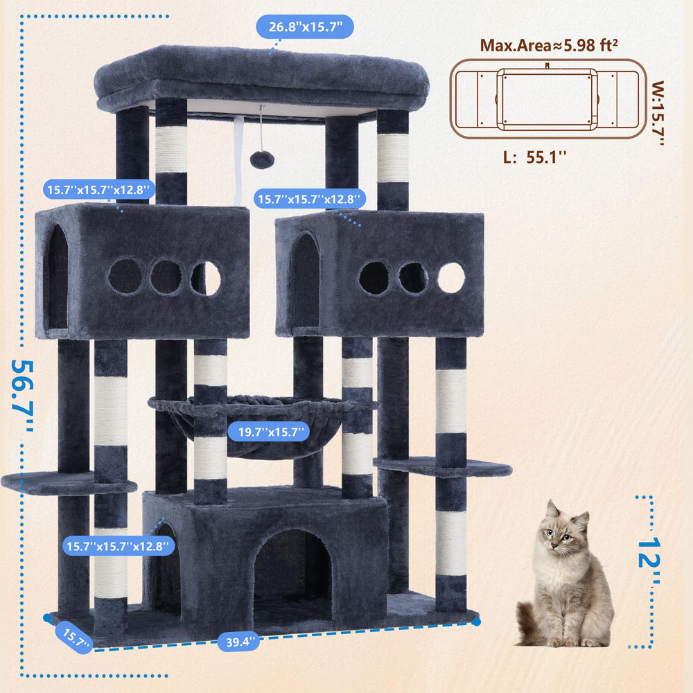 Hey-brother Cat Tree Tower condos create cozy spaces for multiple cats.
