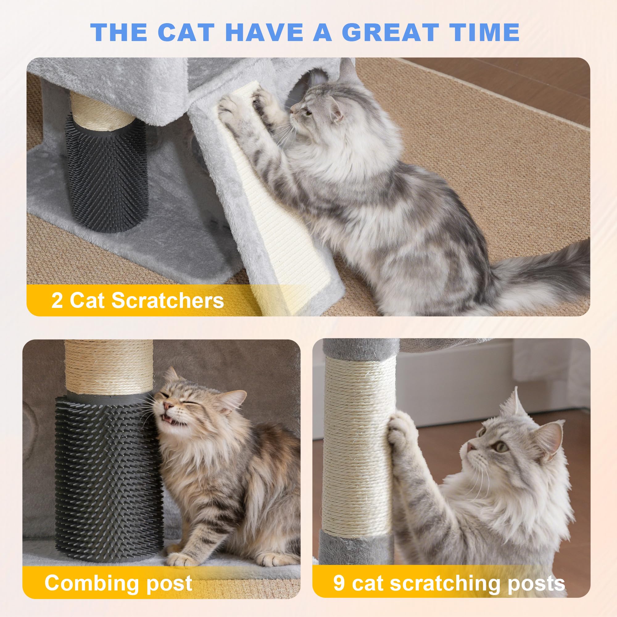 Hey-brother Cat Tree Tower with two spacious condos for lounging