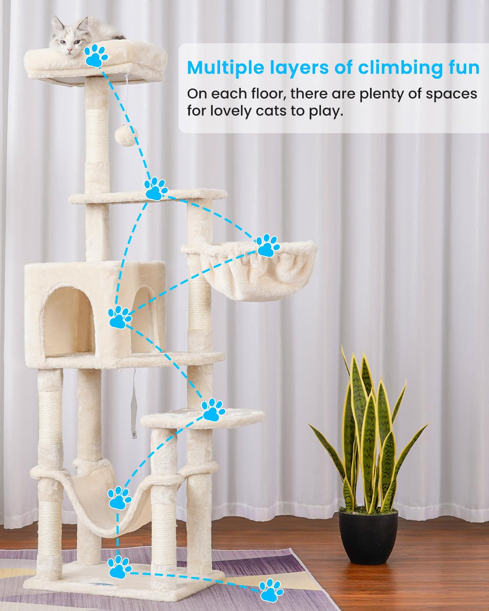 Hey-brother cat tree cozy-cave invites private hideaway and restful downtime.