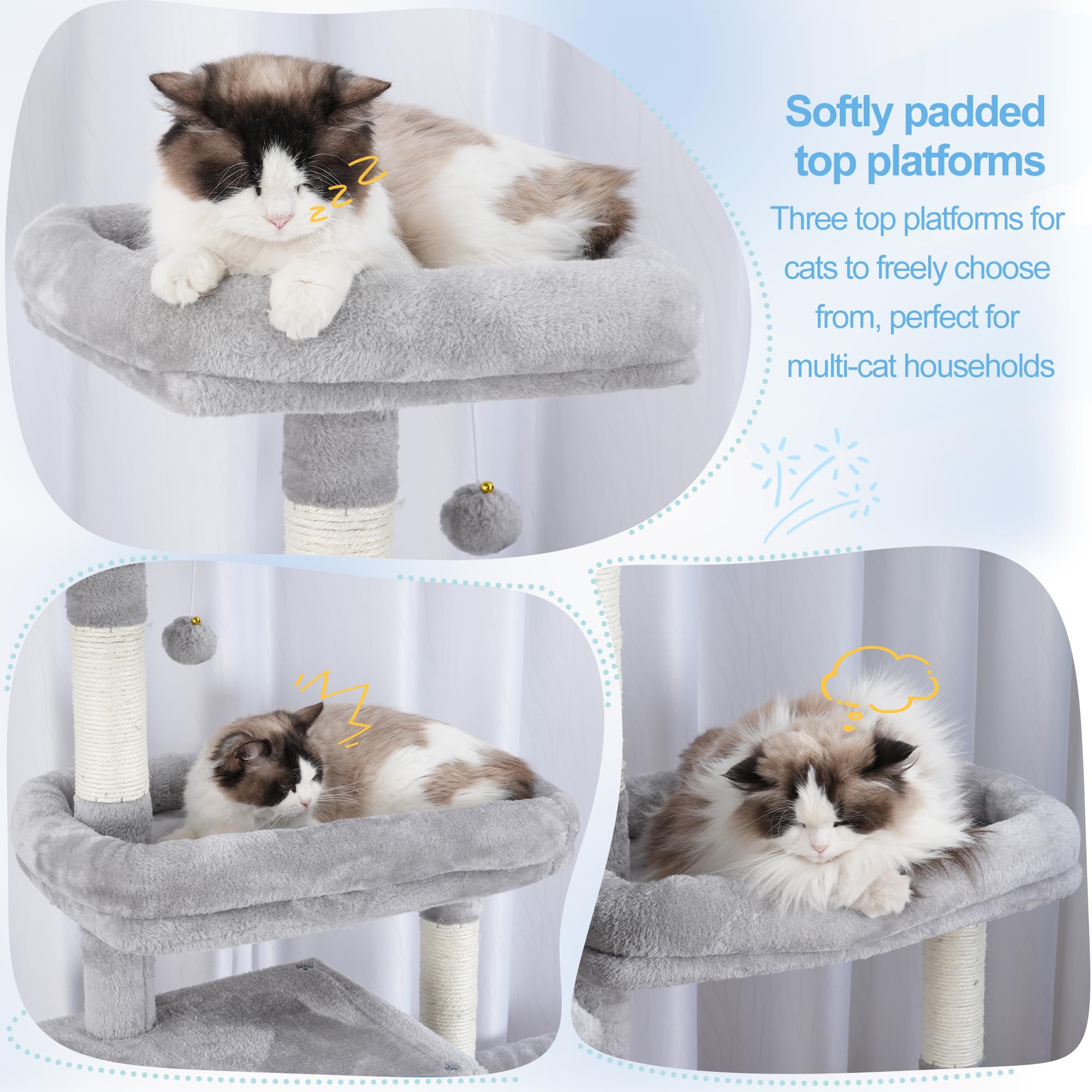 Hey-brother cat tree dual condos create separate cozy napping zones for multiple cats.