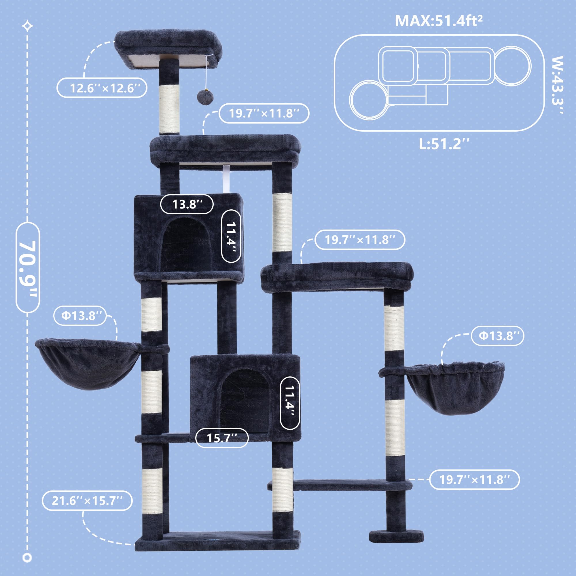 Hey-brother cat tree extra-large beds ideal for larger breeds