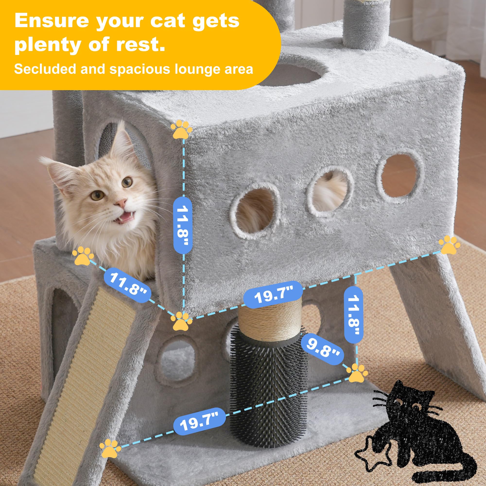 Hey-brother Cat Tree Tower with extra-large platform for big cats
