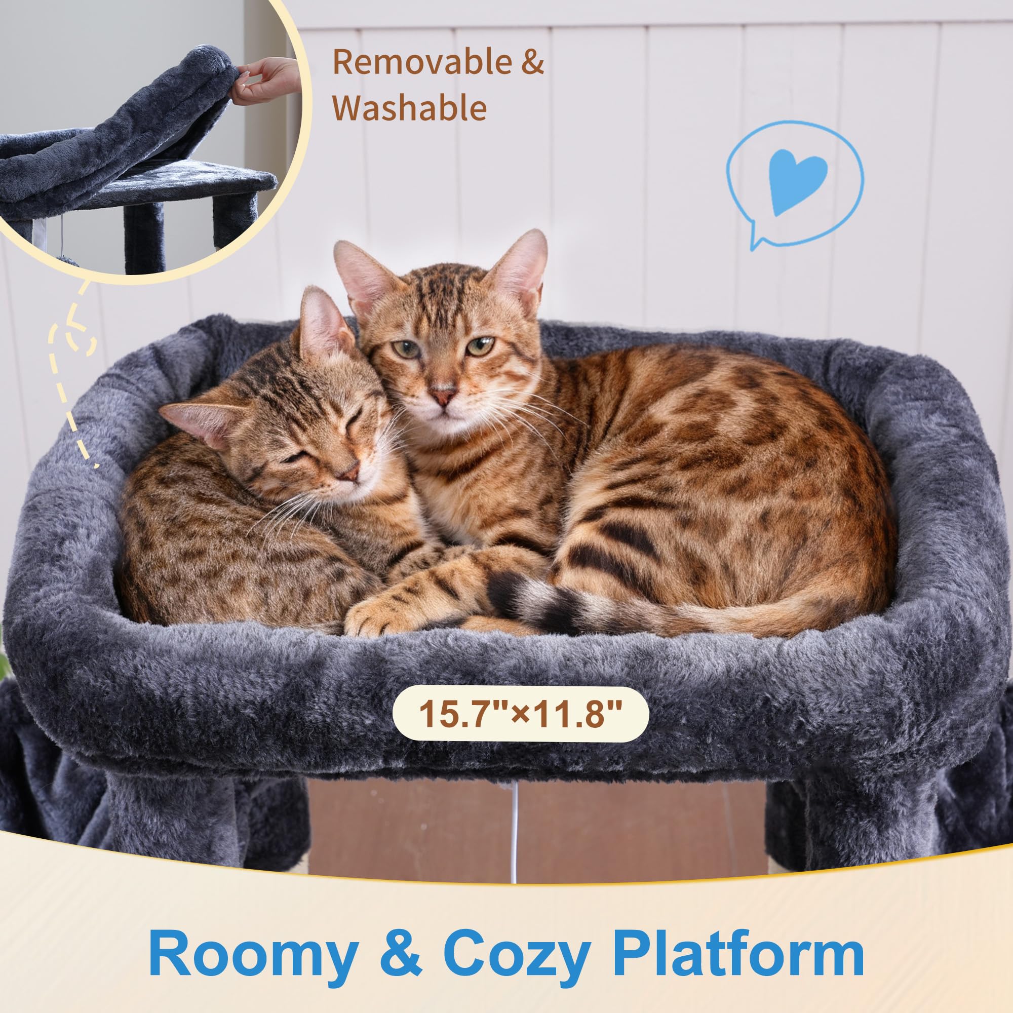 Hey-brother cat tree two hammocks for cozy naps and versatile lounging.