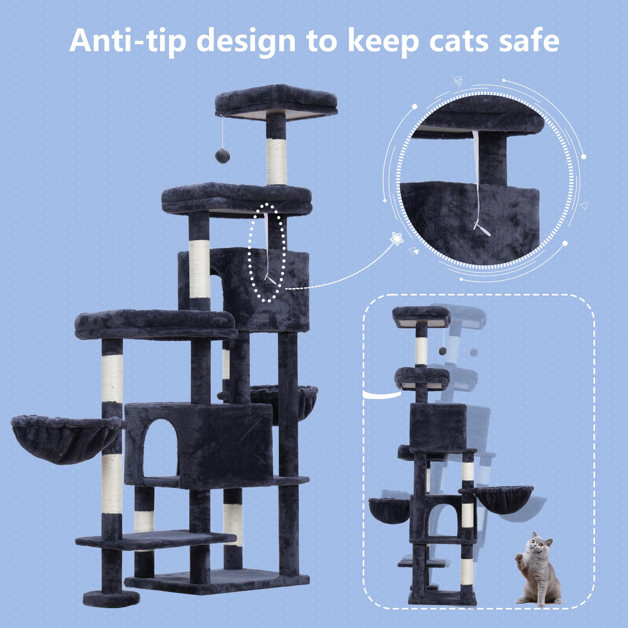 Hey-brother cat tree indoor furniture for play and rest