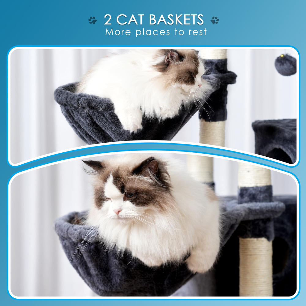 Hey-brother Cat Tree interactive jingly ball stimulates playtime.