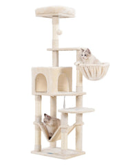 Hey-brother cat tree large-hammock provides a cozy rest spot for indoor cats.