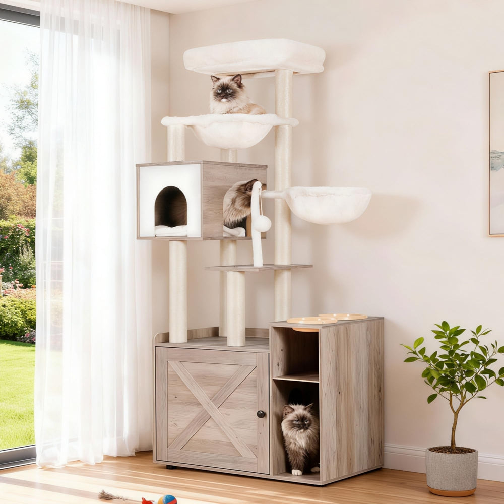 Hey-brother cat tree lifestyle assembly — sturdy, space-saving design for modern homes.