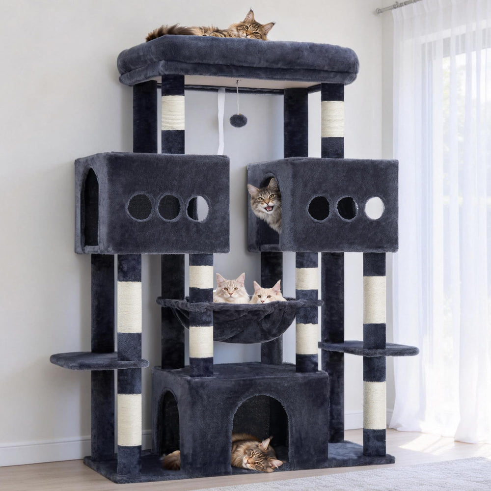Hey-brother Cat Tree Tower suits households with multiple cats for shared space.
