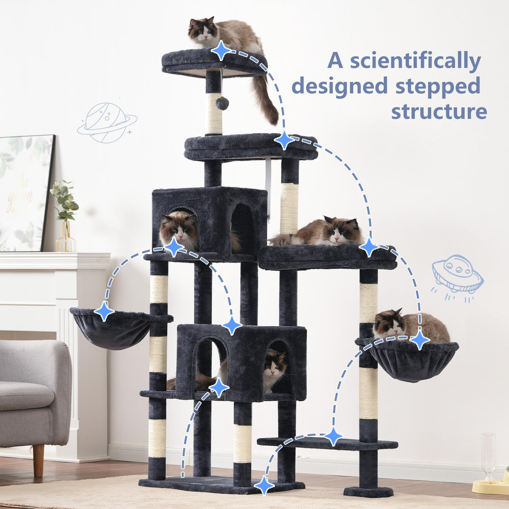 Hey-brother cat tree multi-level design supports climbing for all ages