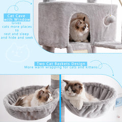 Hey-brother cat tree offers multiple jumping platforms for play and discovery.