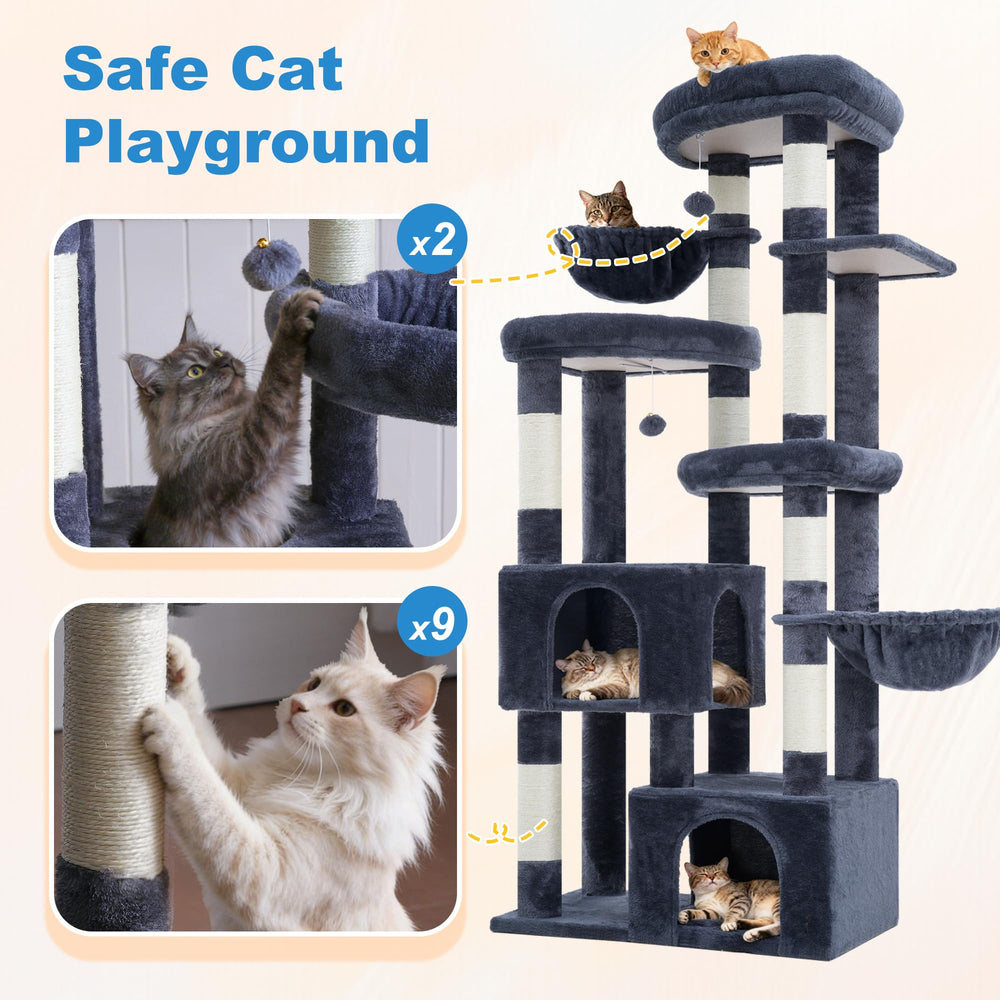 Hey-brother Cat Tree nine sisal posts promote healthy scratching.