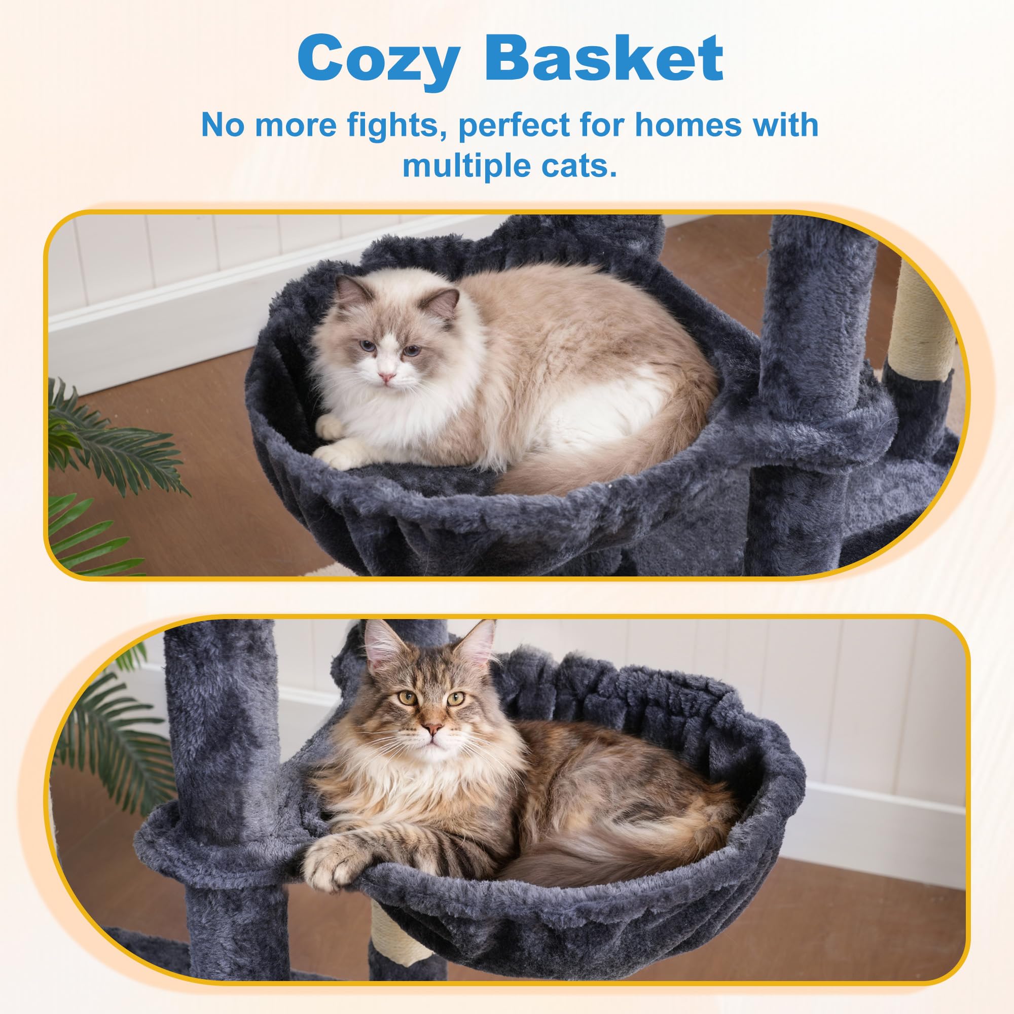 Hey-brother cat tree plush ball invites interactive play.
