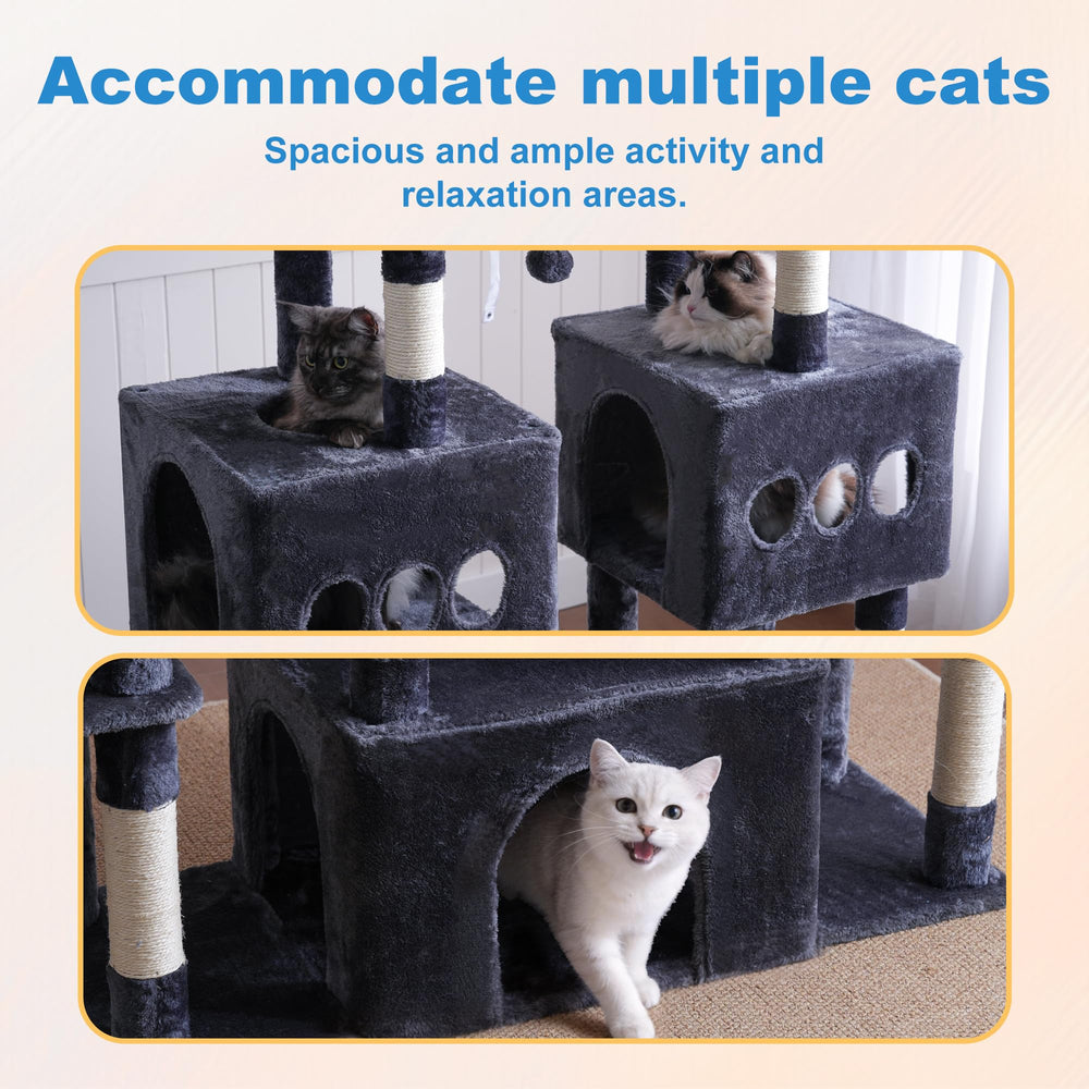 Hey-brother Cat Tree Tower plush basket invites relaxing, enveloped lounging.