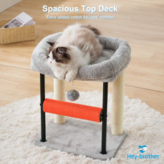 Cozy plush bed on Hey-brother cat tree with washable cushions