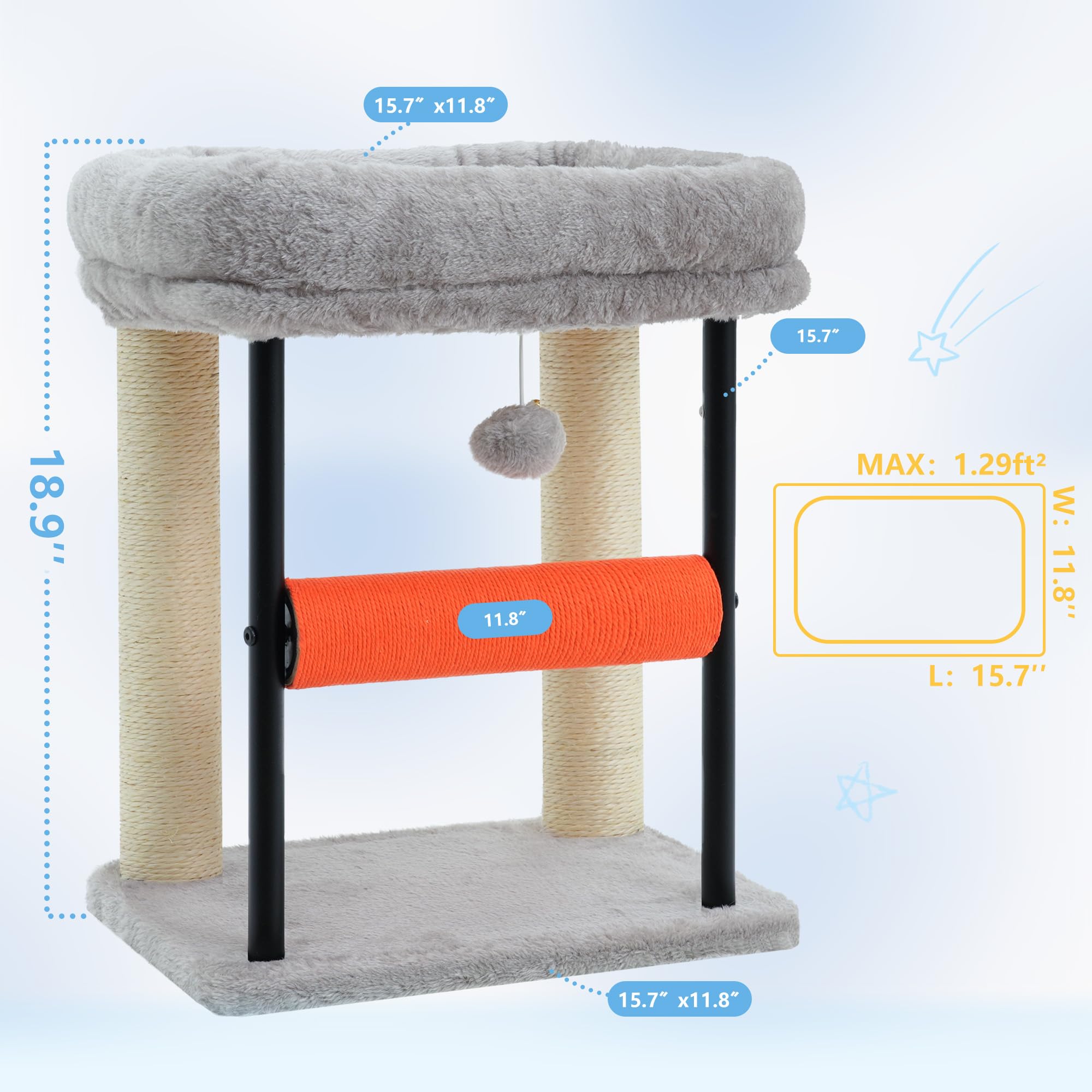 Rotatable scratcher on Hey-brother cat tree sparks play and exploration