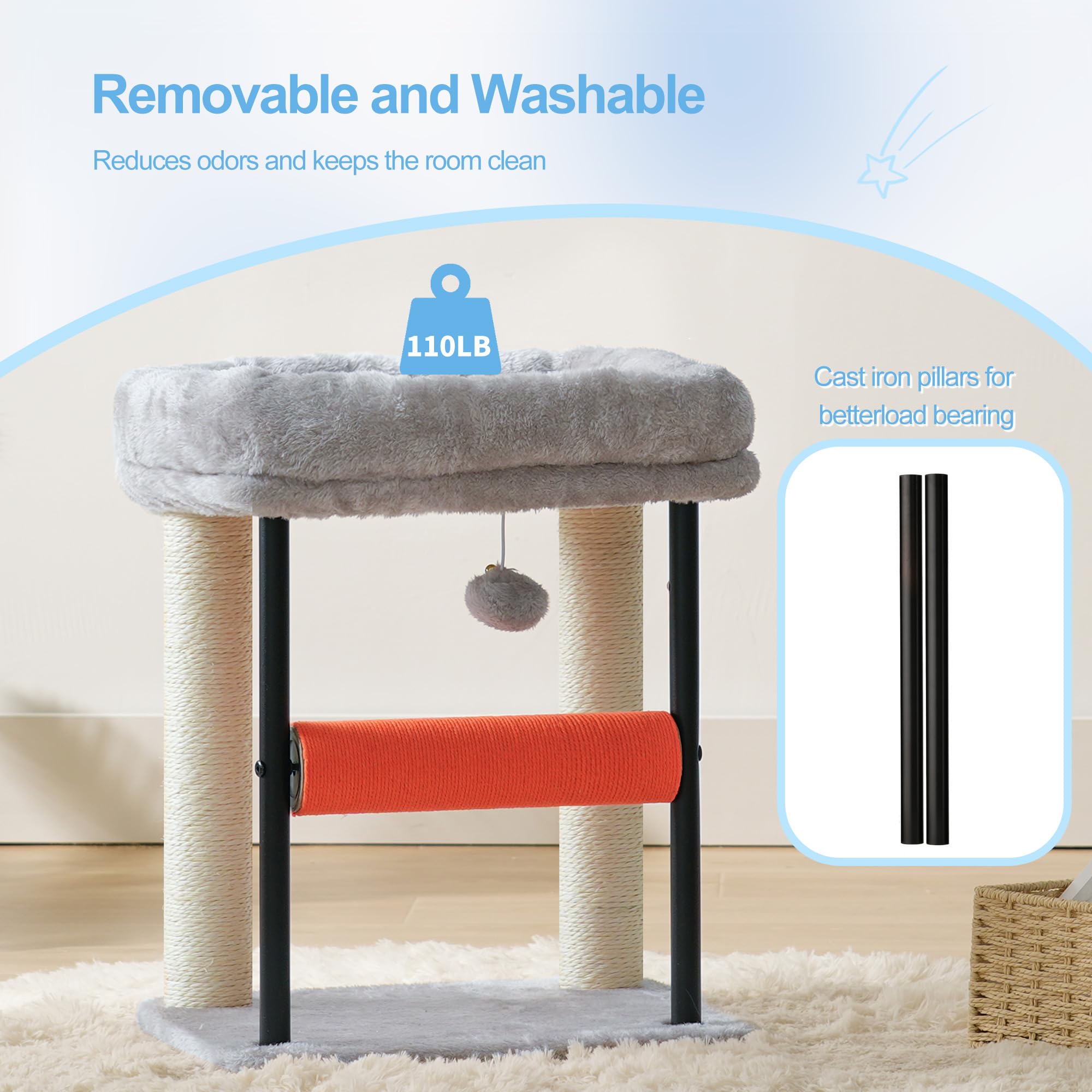 Easy assembly in minutes for fast feline setup on Hey-brother cat tree