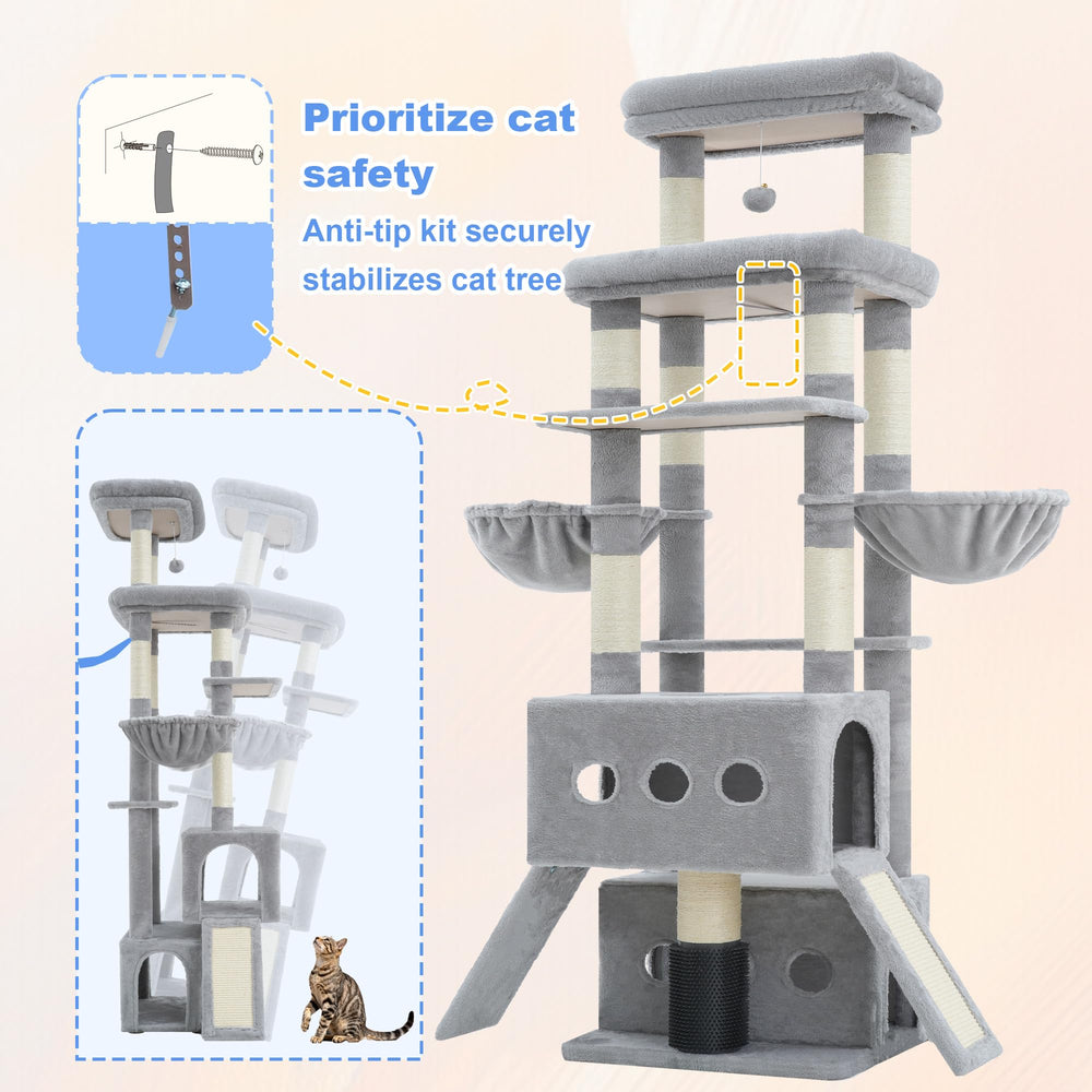 Hey-brother Cat Tree Tower with two large scratching boards