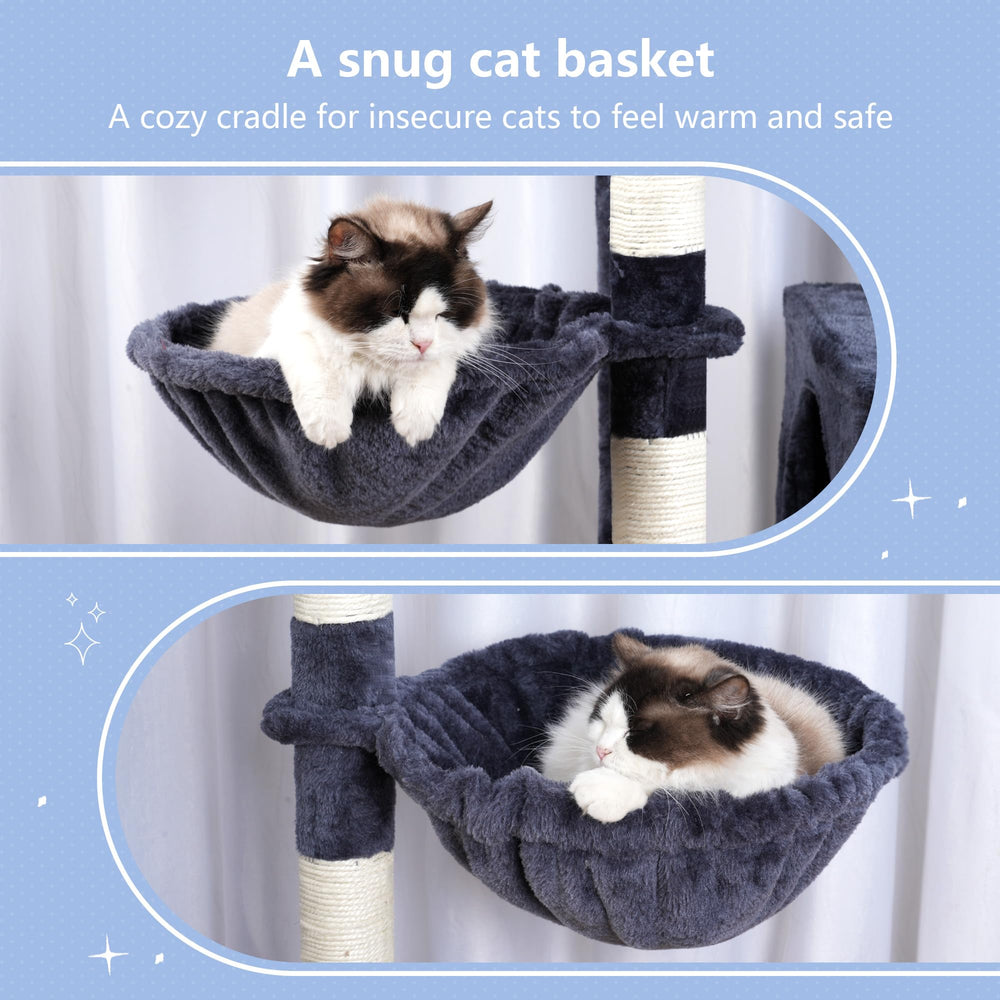 Hey-brother cat tree sisal columns satisfy scratching needs