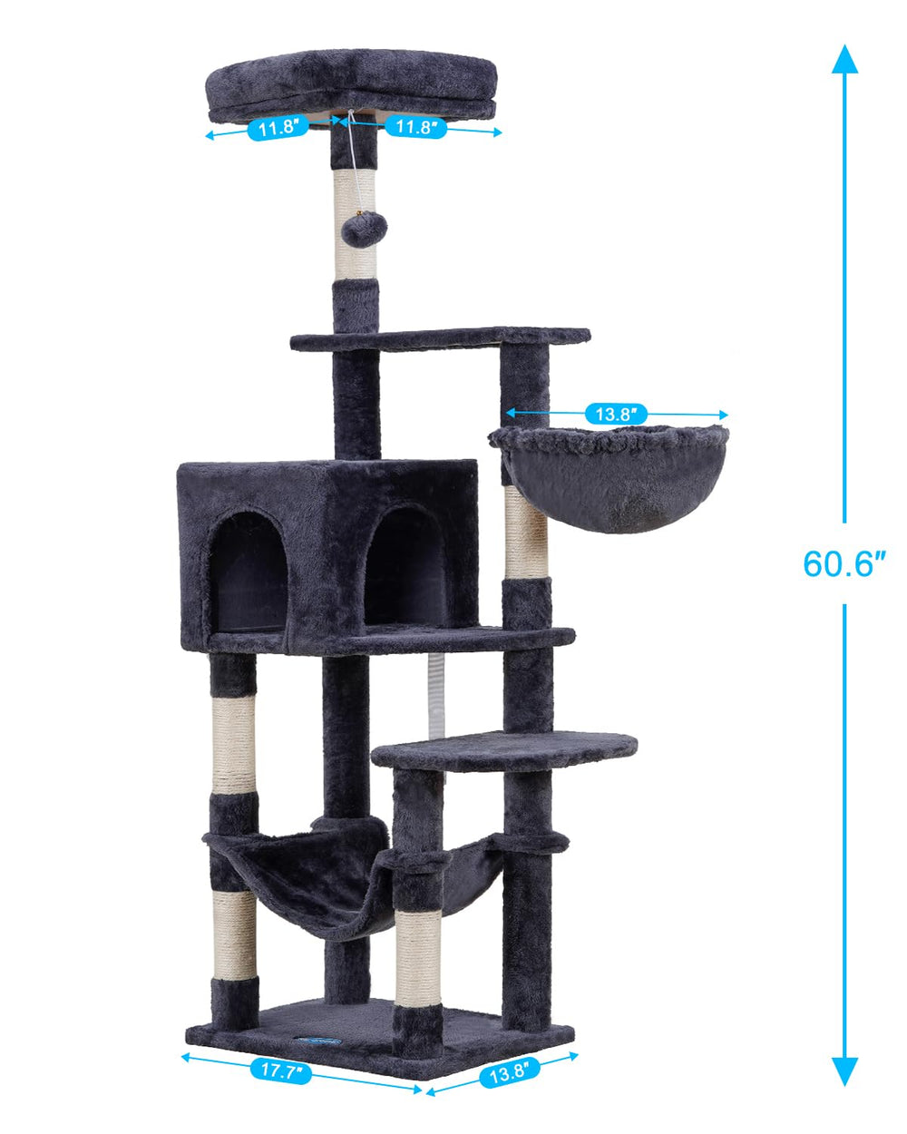 Hey-brother cat tree sisal posts help maintain healthy claws and protect furniture.