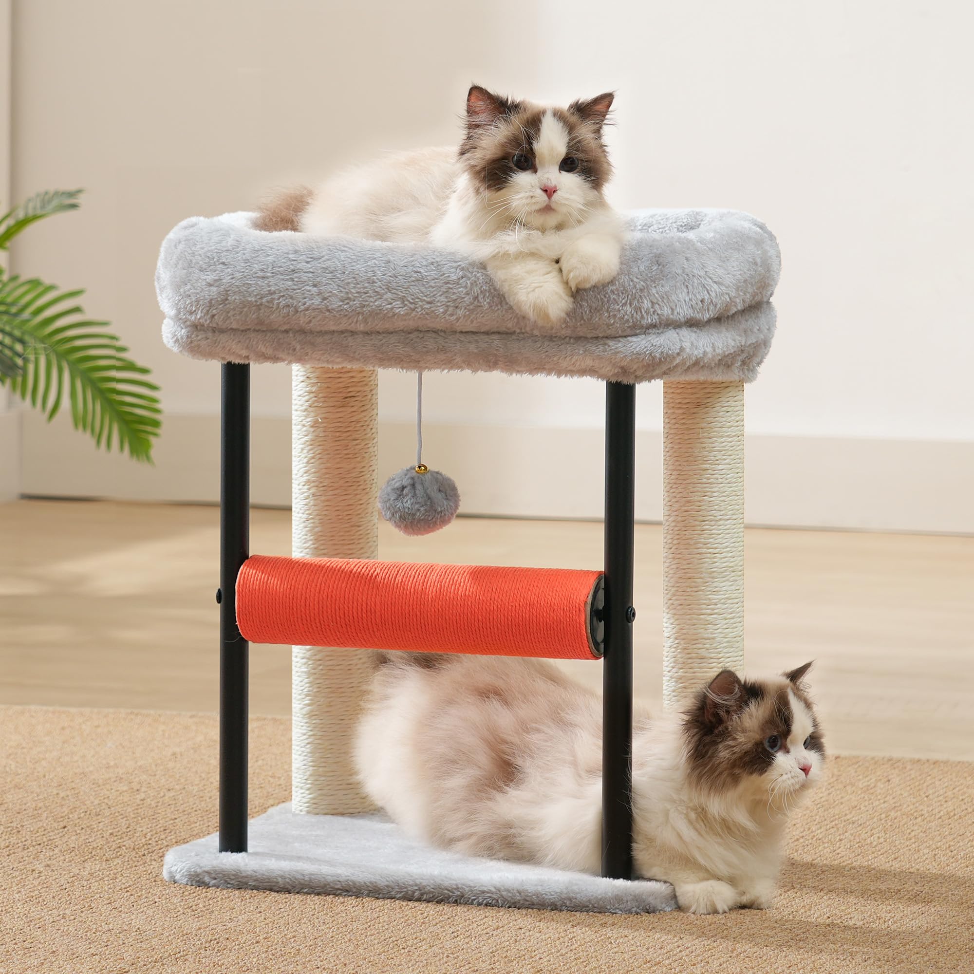 Hey-brother cat tree with two sisal posts encourages natural scratching in indoor cats