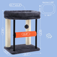Hey-brother cat tree sisal posts highlight natural scratching and durability.