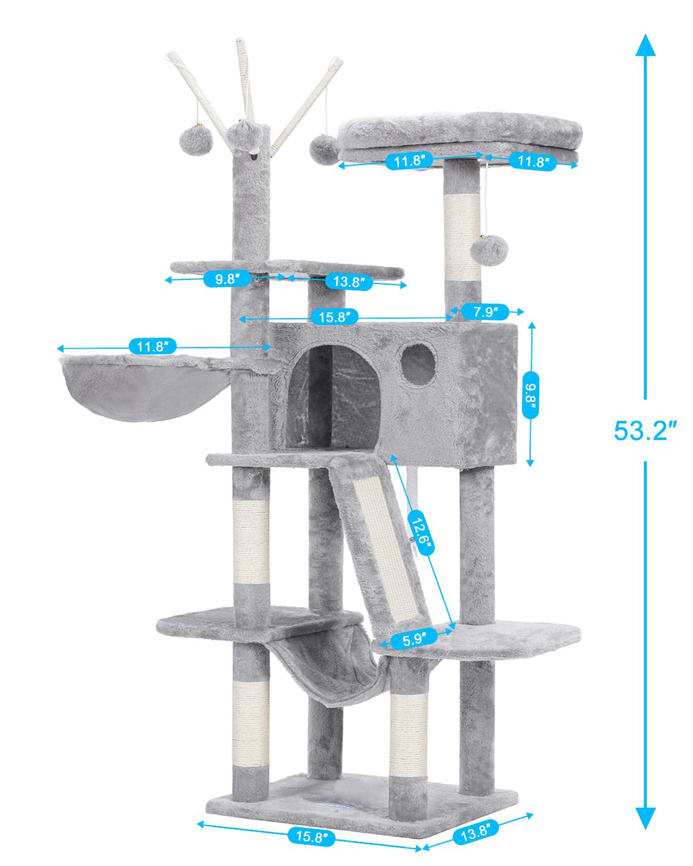 Hey-brother cat tree with sisal posts encourages natural scratching and play.