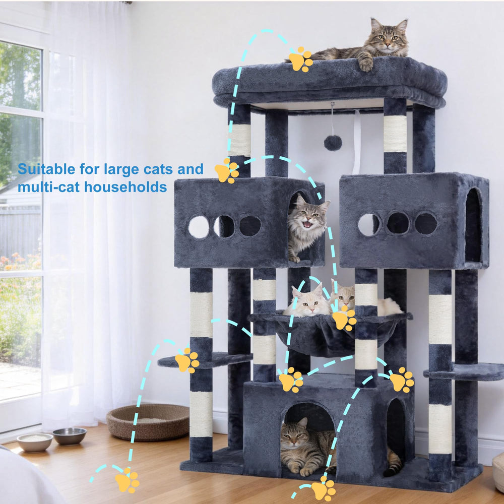 Hey-brother Cat Tree Tower stepped path helps kittens and seniors reach perches safely.