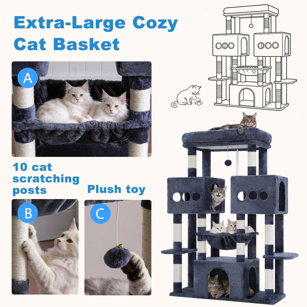 Hey-brother Cat Tree Tower symmetric climbing ensures stable access to all levels.