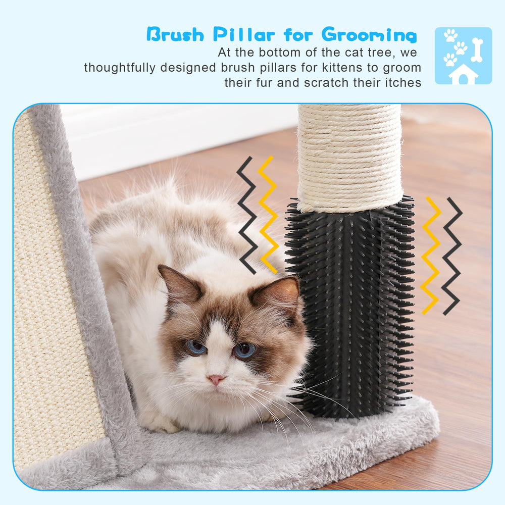Hey-brother cat tree tall climbing tower supports vertical exploration and activity.