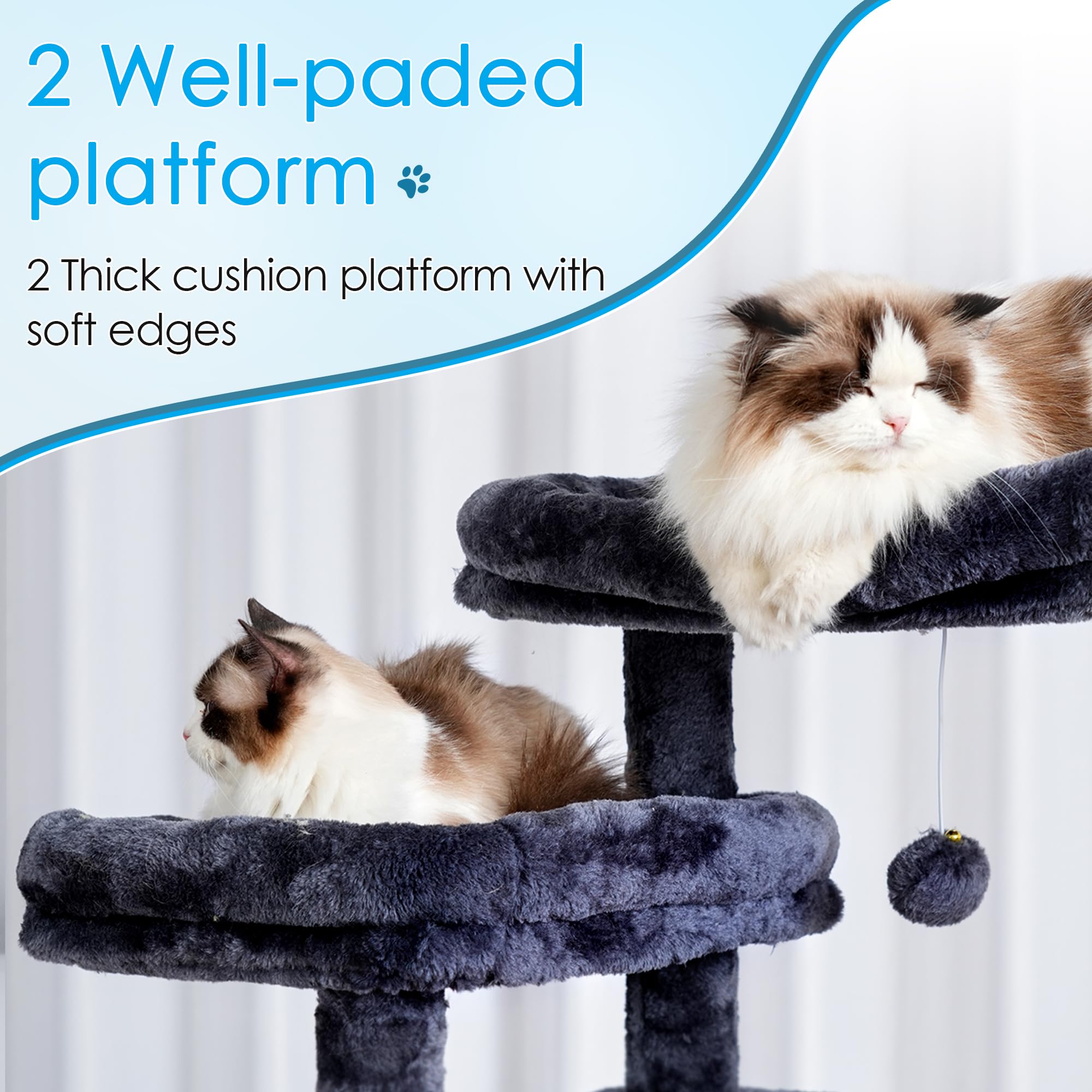 Hey-brother Cat Tree three condos offer cozy, private napping spaces.