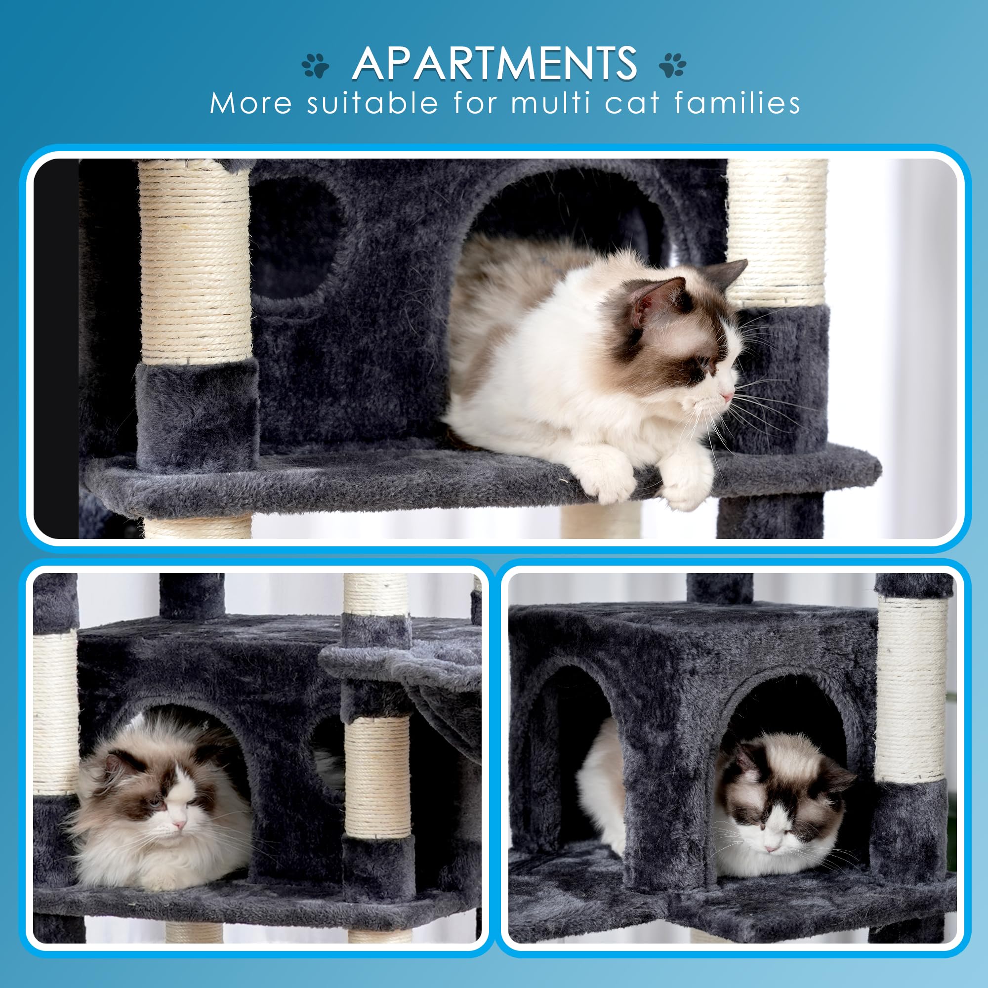 Hey-brother Cat Tree two top decks deliver safe high perches.