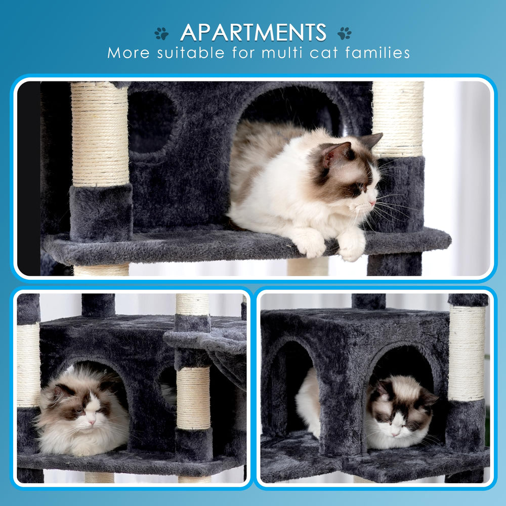 Hey-brother Cat Tree two top decks deliver safe high perches.
