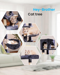 Hey-brother cat tree top perch gives cats a high vantage for watching rooms.