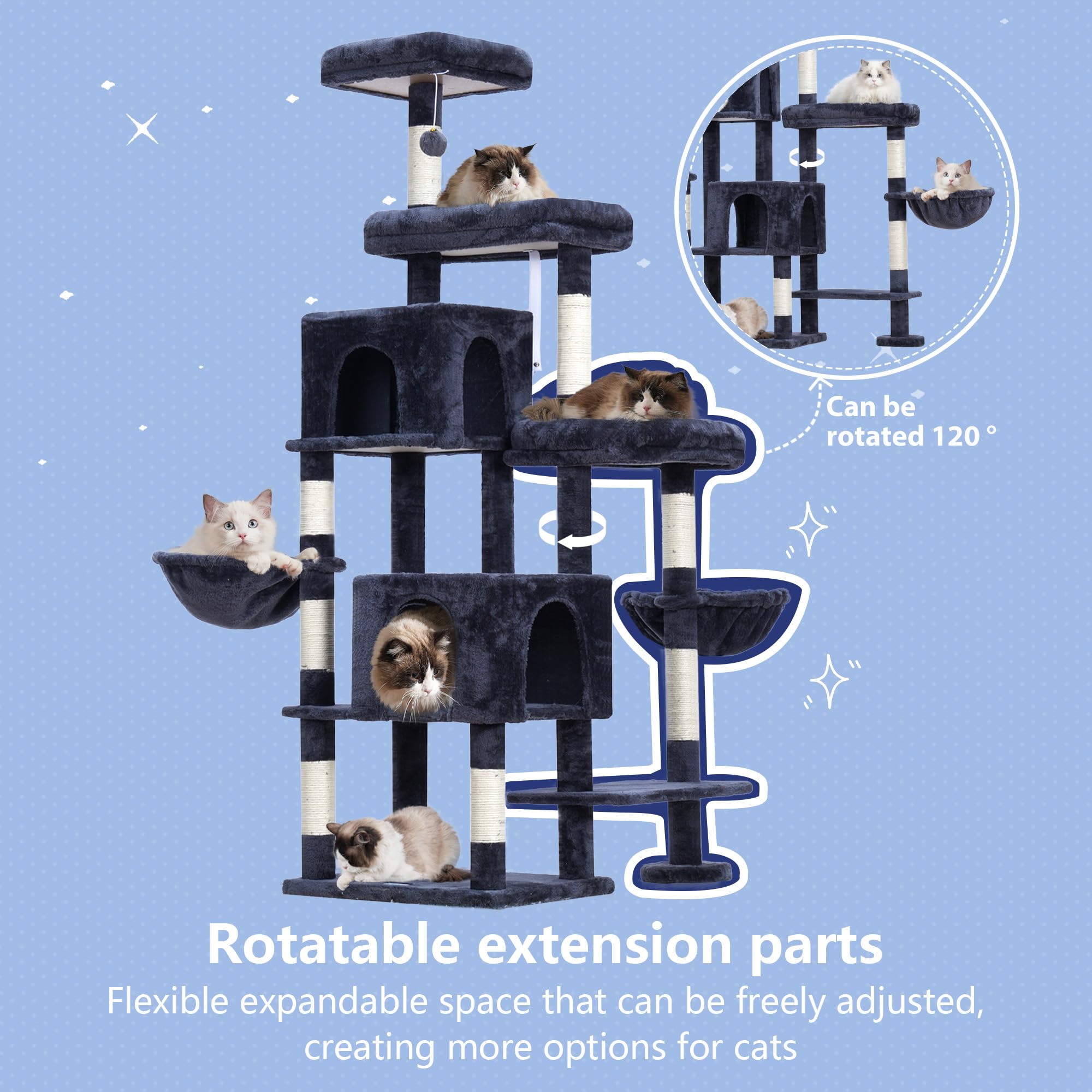Hey-brother cat tree top platform and elevated bed for lounging