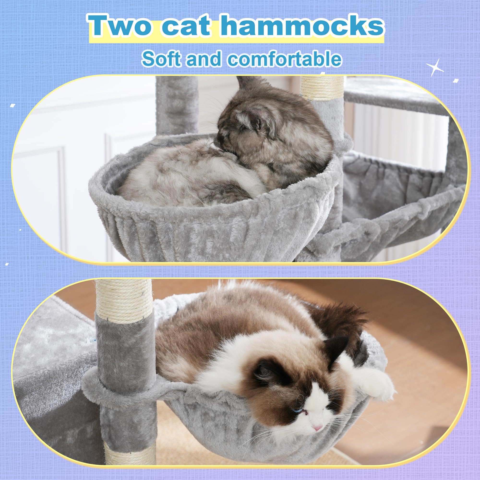 Hey-brother cat tree tower anti-tip base for stable jumping
