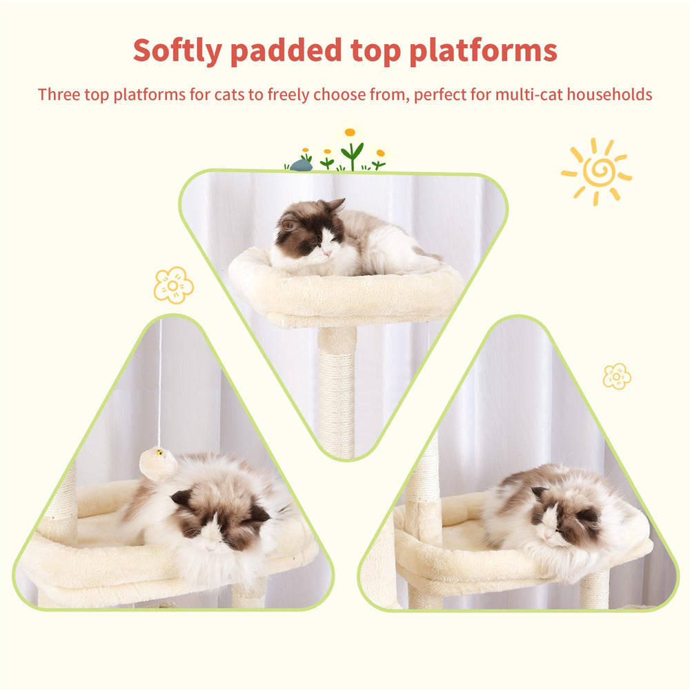 Hey-brother Cat Tree Tower two roomy condos for secure cat naps