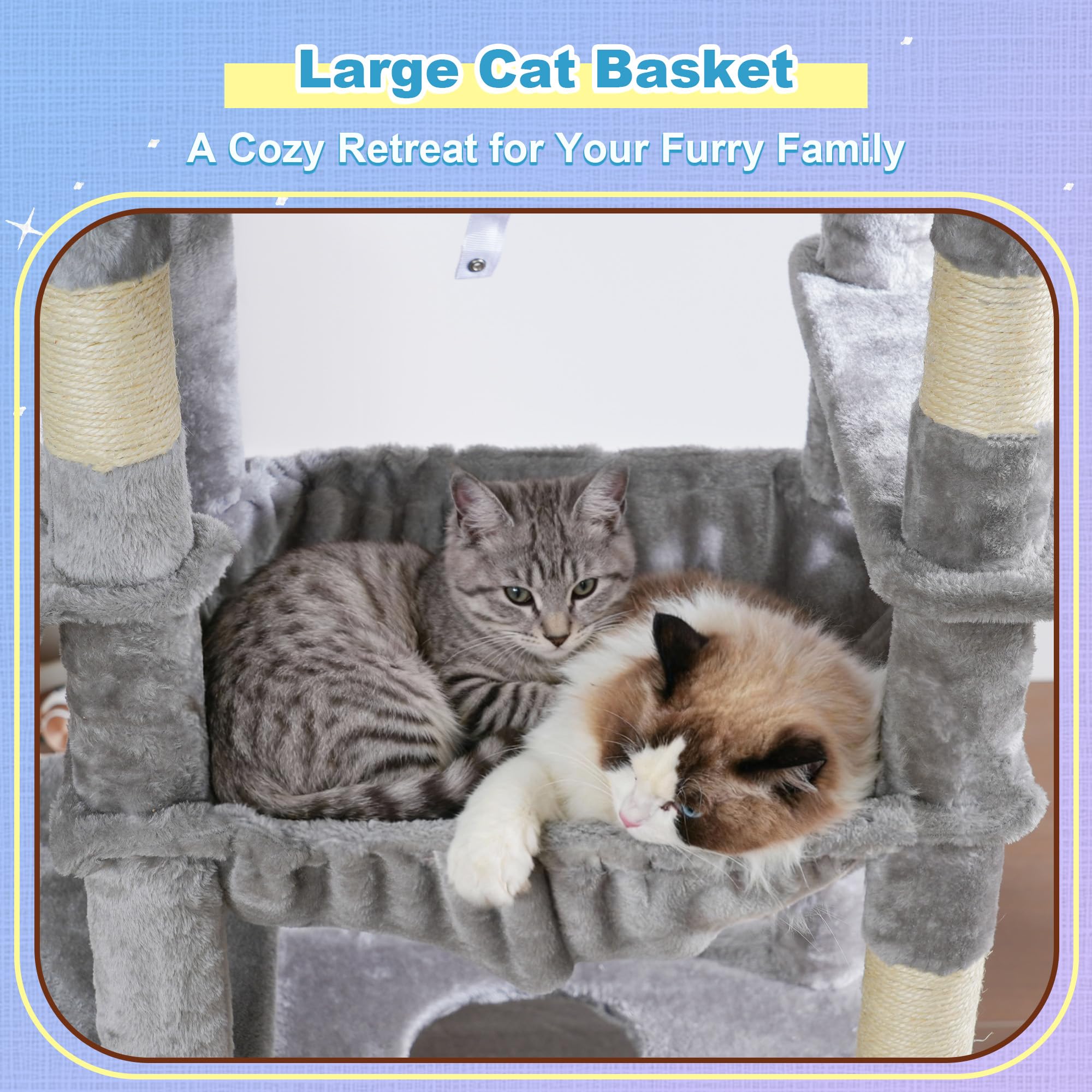 Hey-brother cat tree tower spacious condo for private hideaway