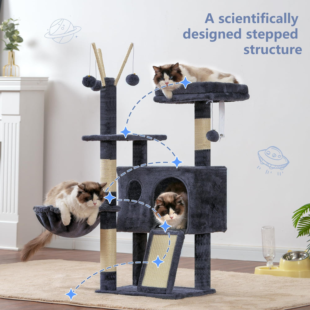 Hey-brother cat tree tower cozy condo and top platform for lounging.