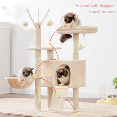 Hey-brother Cat Tree cozy condo and padded platform for lounging.