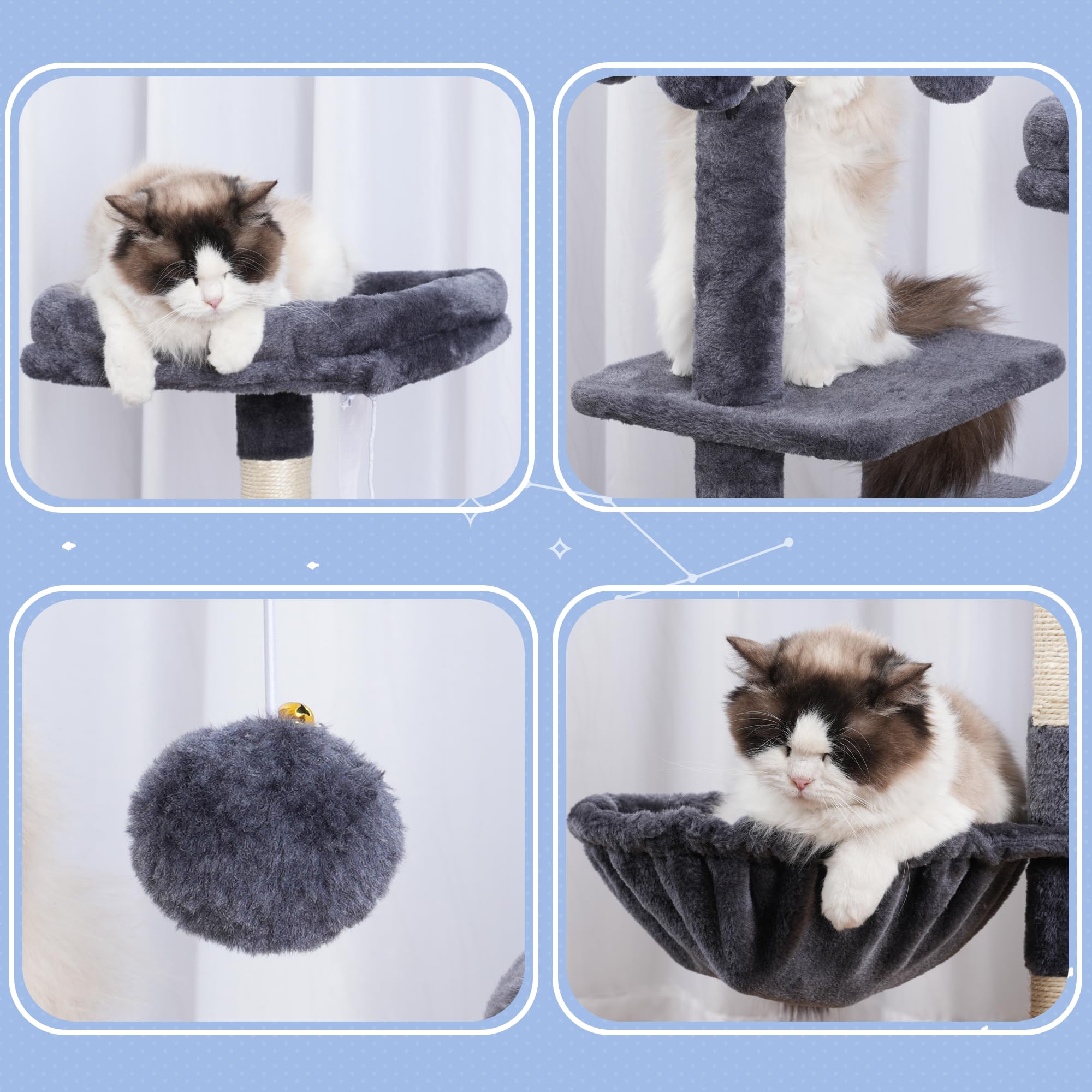 Hey-brother cat tree tower easy-clean components and sturdy build.