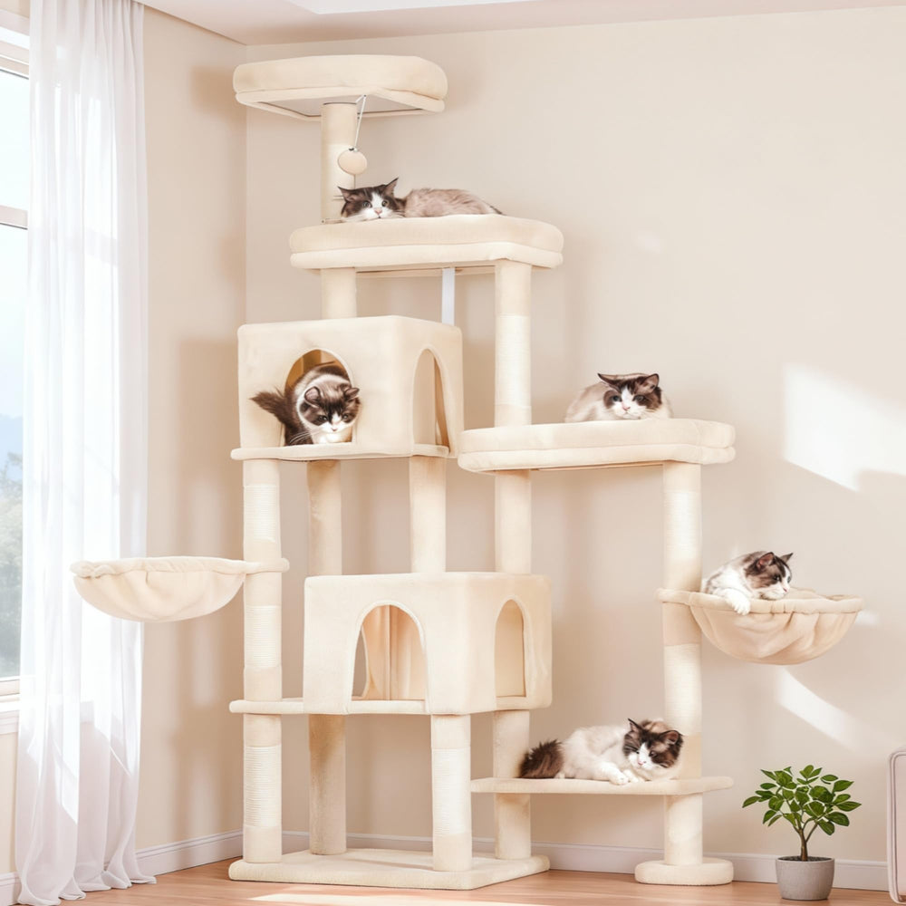 Hey-brother Cat Tree Tower extended-part showing flexible space and support for cats