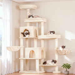 Hey-brother Cat Tree Tower extended-part showing flexible space and support for cats