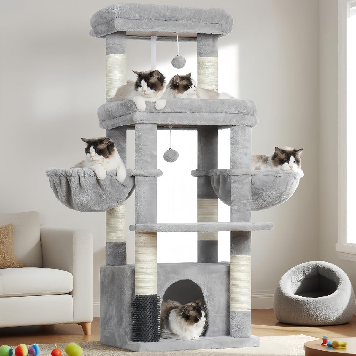 Hey-brother cat tree tower extra-large platform for big cats