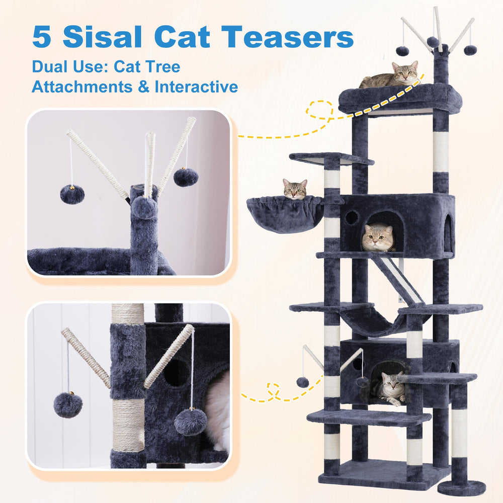 Hey-brother cat tree tower hammock gives lounging option mid-height
