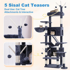 Hey-brother cat tree tower hammock gives lounging option mid-height