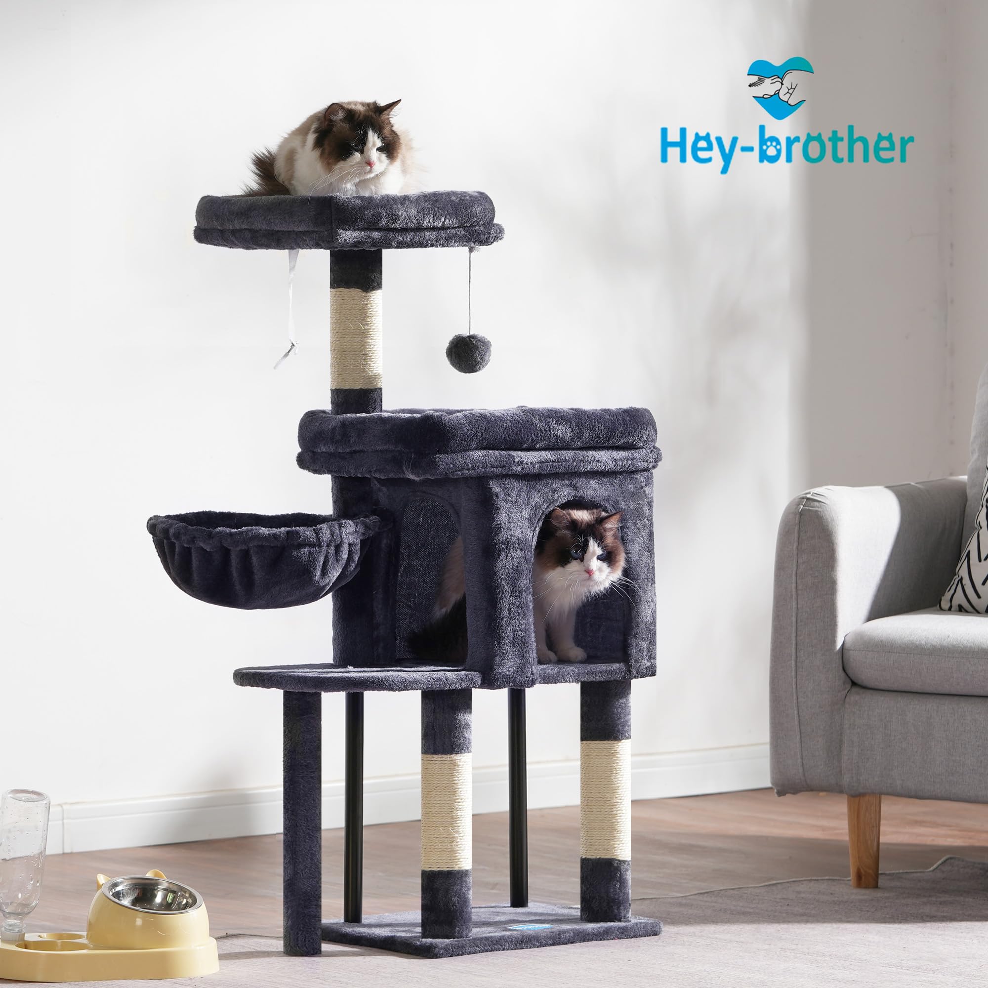 Hey-brother smoky gray finish blends with interiors while entertaining indoor kittens